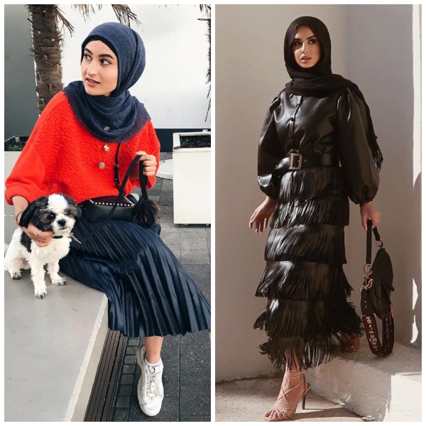 how to wear leather skirt with hijab